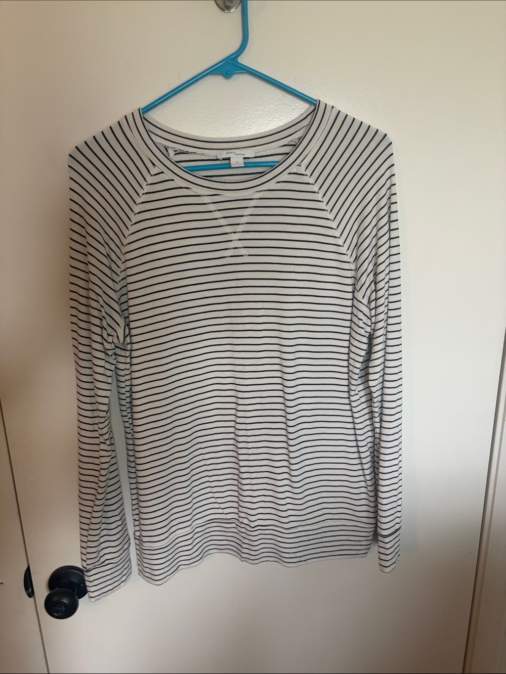 Daily Ritual Striped Long Sleeve Tee - White & Black